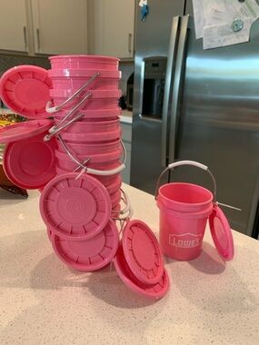 New Lowe's Pink Buckets with Lids (10) Bundle